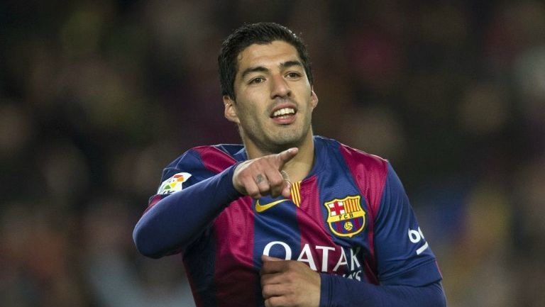 Luis Suárez celebrando un gol con el Barcelona