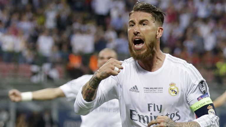Sergio Ramos festeja gol del Real Madrid