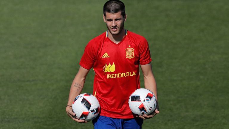 Álvaro Morata, durante un entrenamiento de España