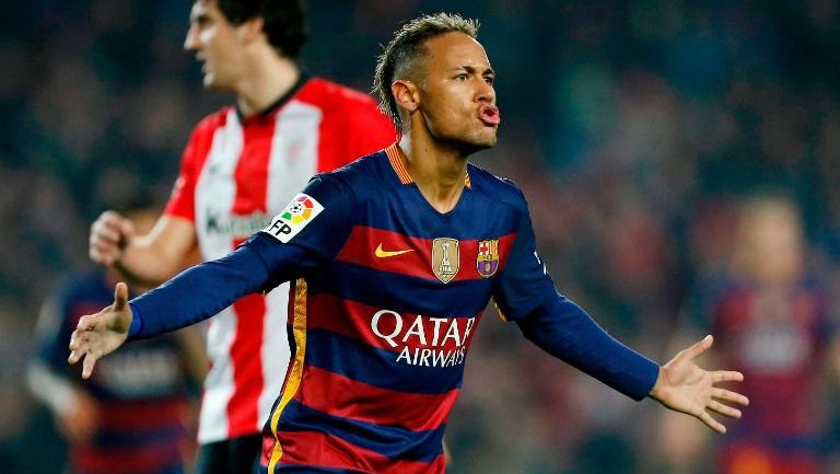 Neymar celebra un gol con el Barcelona