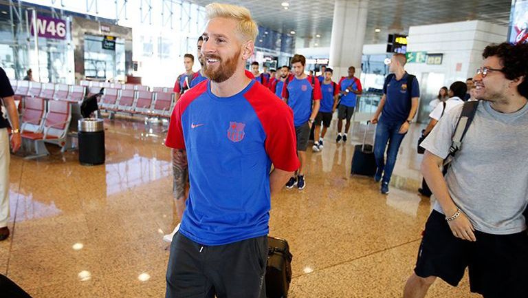 Messi en el aeropuerto de la Ciudad Condal