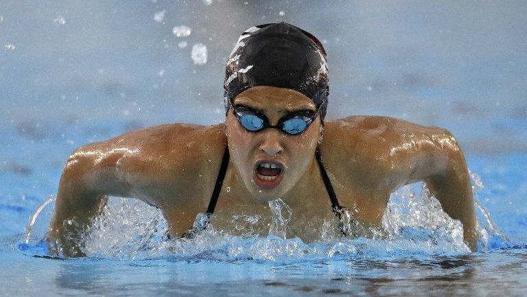 Yusra Mardini durante una competencia en Río 2016