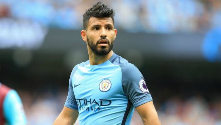 Agüero, en un partido con el Manchester City