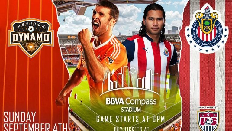 El póster del encuentro el Dynamo de Houston y Chivas