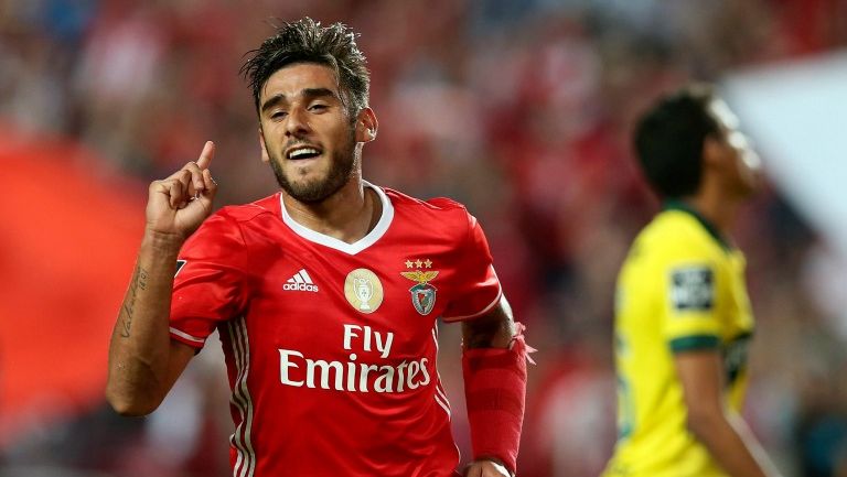 Salvio celebra un gol del Benfica