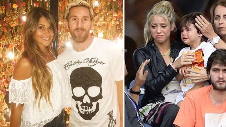 Antonella en foto con Messi y Shakira, con su hijo