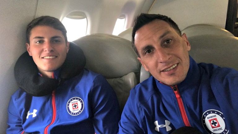 Christian Giménez con su hijo Santiago, durante el viaje a Estados Unidos