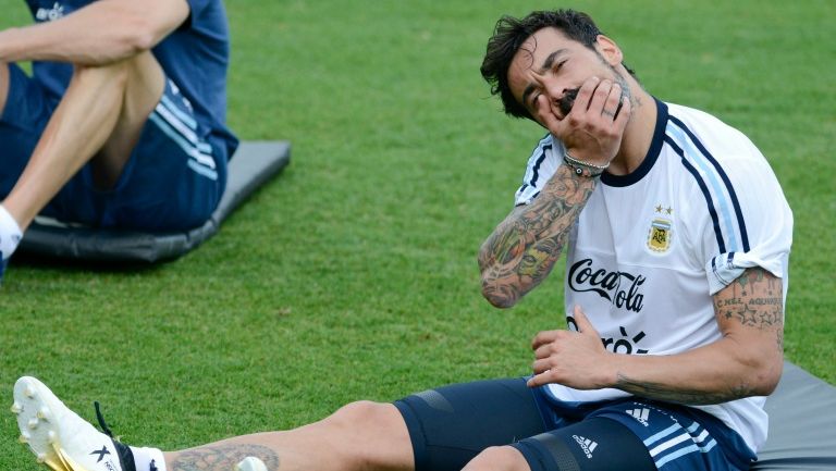 Ezequiel Lavezzi, en un entrenamiento en Belo Horizonte