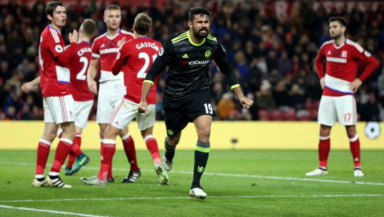 Diego Costa celebra un gol con el Chelsea