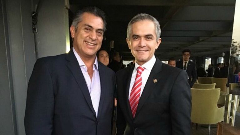 Jaime Rodríguez y Miguel Ángel Mancera en un evento político