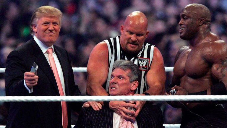 Trump durante una función de la WWE