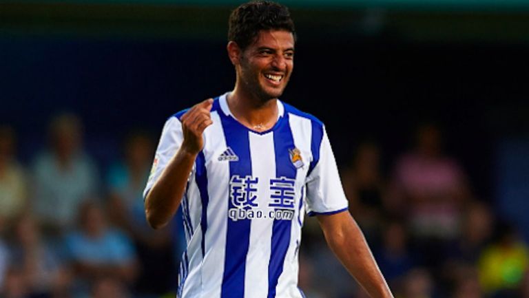 Vela, durante un partido de la Real Sociedad