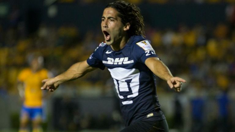 Matías Britos festeja gol contra Tigres en Concachampions