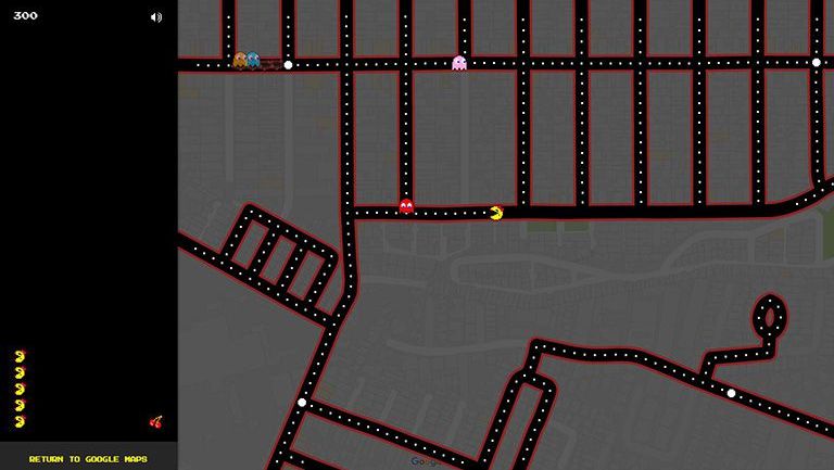 Google Maps transformado en Ms. Pac-Man