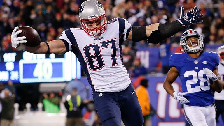 Rob Gronkowski celebra un touchdown con Patriots