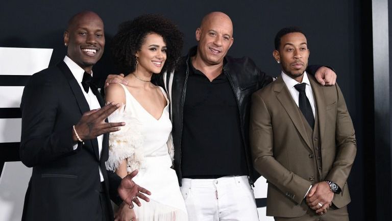 Tyrese Gibson, Nathalie Emmanuel, Vin Diesel y Ludacris en la premier de 'Fast & Furious 8'