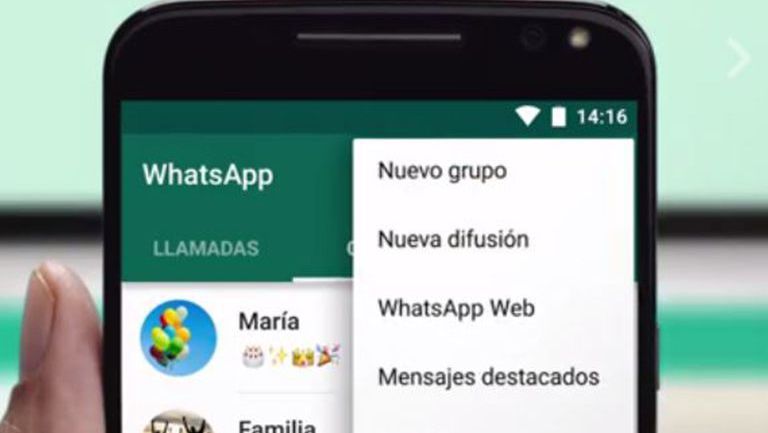 Opciones que ofrece la aplicación WhatsApp