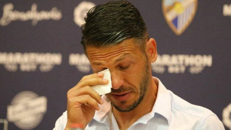 Demichelis llorando en la conferencia de prensa 