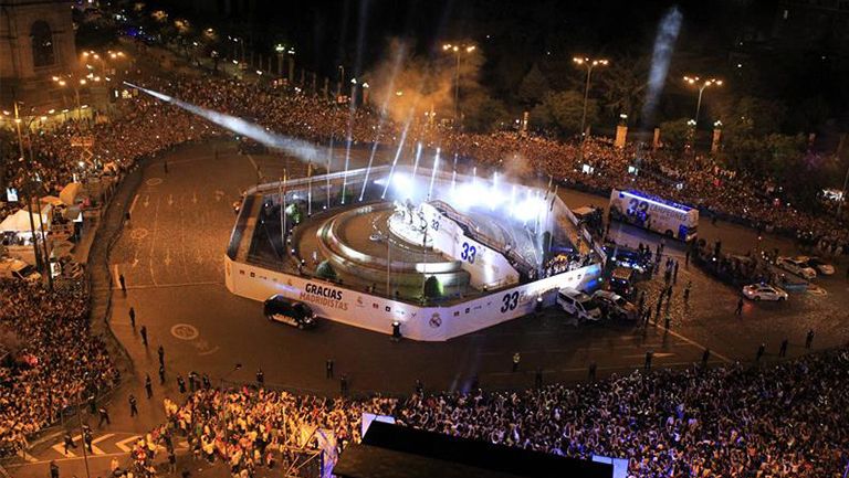 Las Cibeles durante los festejos del Real Madrid