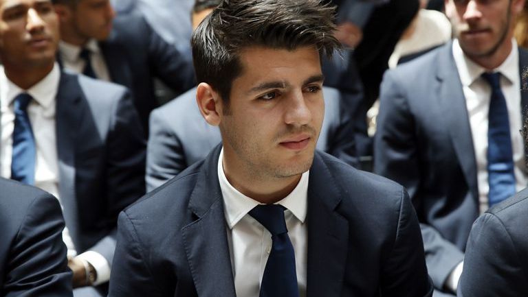 Álvaro Morata, durante los festejos del Real Madrid