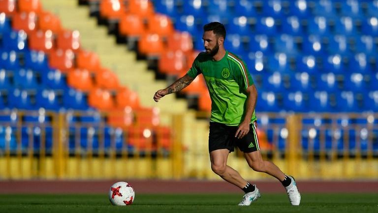 Miguel Layún, durante un entrenamiento con la Selección 