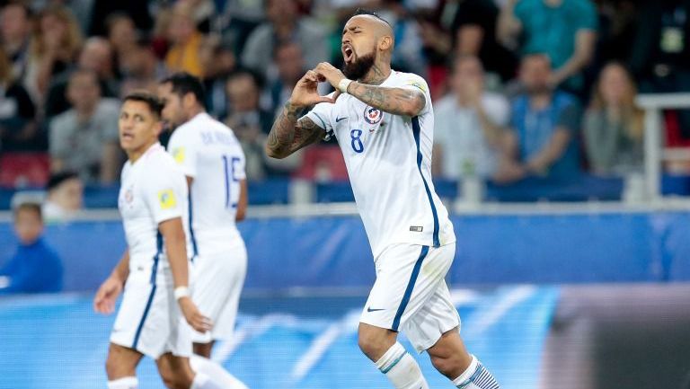 Vidal festeja su primero gol en la Copa Confederaciones de Rusia 2017