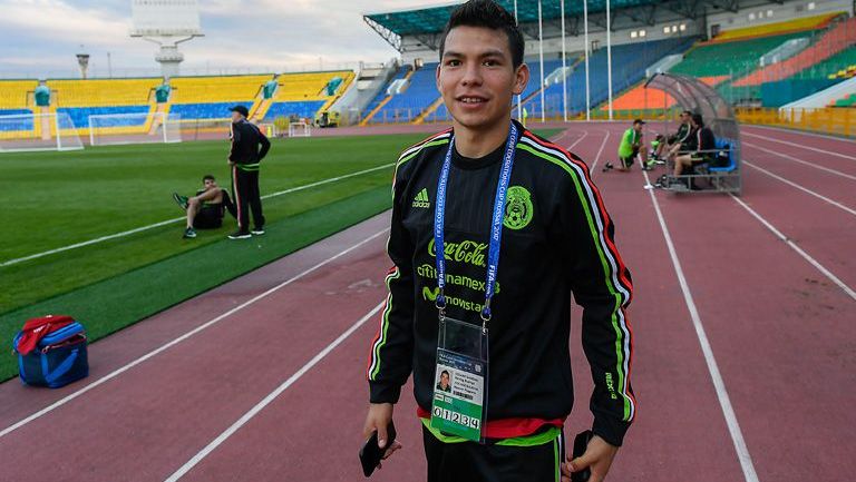 Lozano, durante un entrenamiento del Tri en Rusia