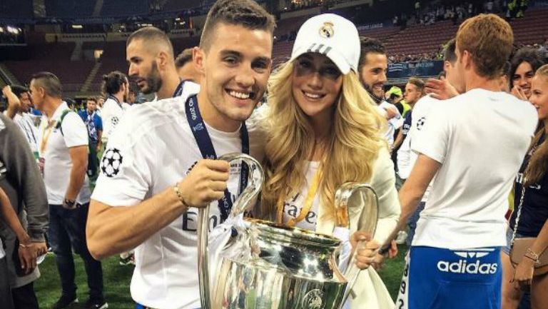 La pareja celebrando la Champions League del Real Madrid