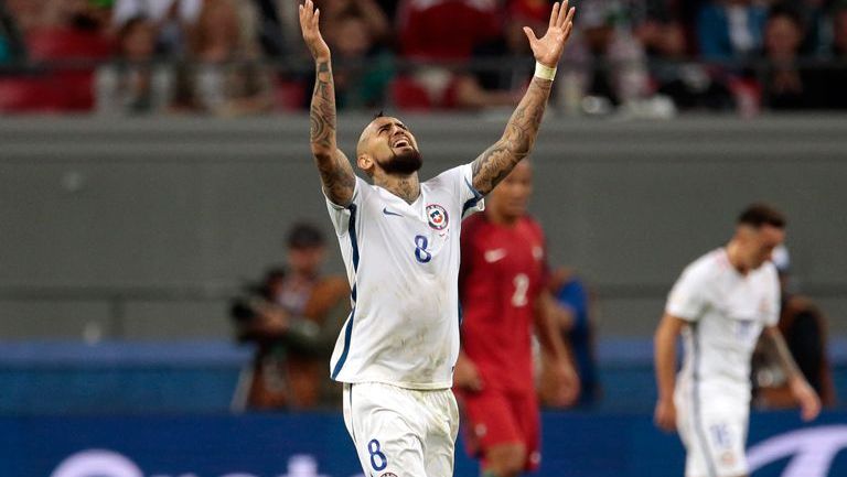 Vidal, durante el juego de Semifinales entre Portugal y Chile