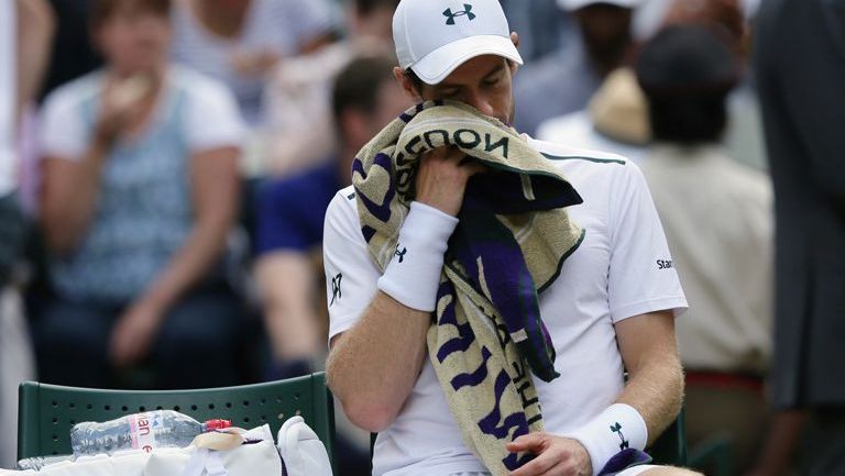 Andy Murray se lamenta durante el juego contra Querrey