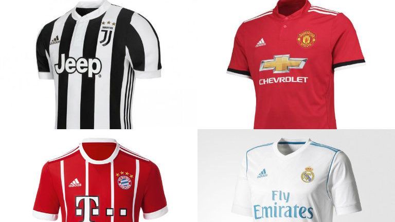Playeras de Juventus, Manchester United, Bayern Munich y Real Madrid