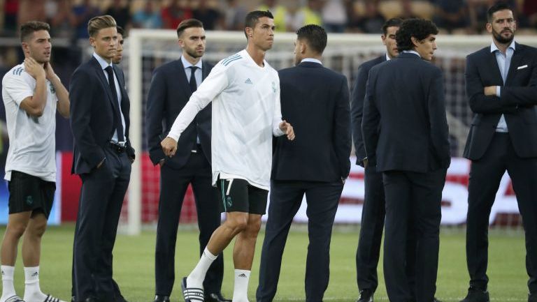 Cristiano Ronaldo, en el Estadio de Macedonia