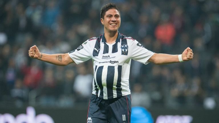 Jonathan Cristaldo celebra un gol con Rayados de Monterrey 