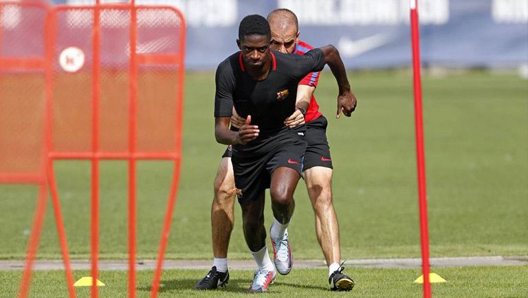 Dembélé, en su primer entrenamiento con Barcelona 