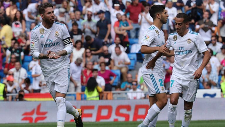 Sergio Ramos celebrando el gol del Real Madrid frente a Levante en La Liga