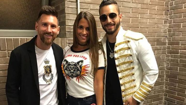 Messi, Antonella y Maluma tras el concierto de reggaetón 