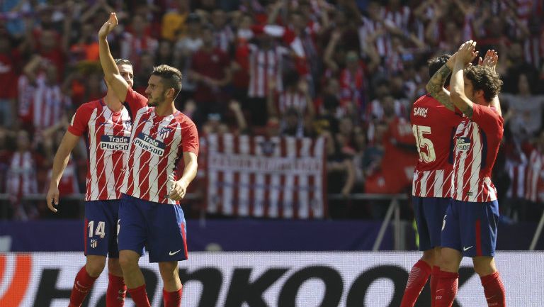Atlético de Madrid celebra la victoria contra el Sevilla