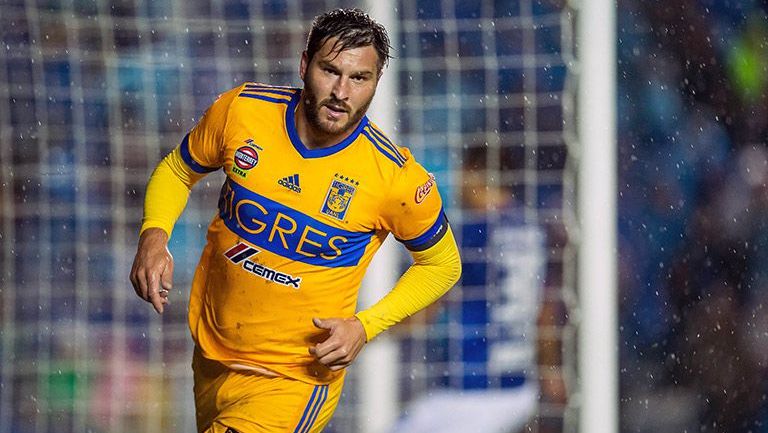 André-Pierre Gignac, en festejo de gol con los Tigres