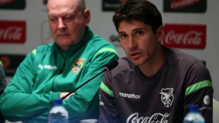 Ronald Raldes en conferencia de prensa previo a un partido de clasificación