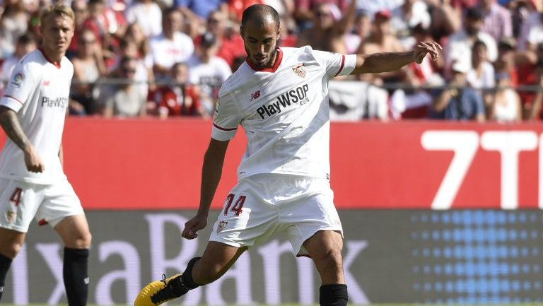 Guido Pizarro, en el juego entre Sevilla y Málaga