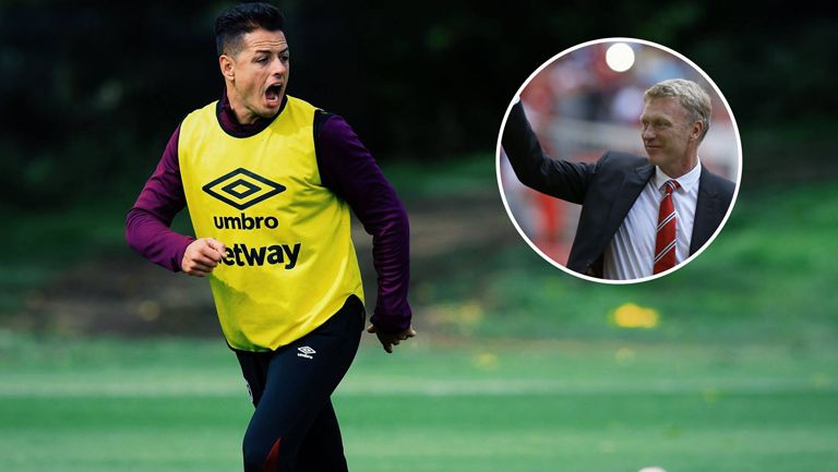 Chicharito durante un entrenamiento con los Hammers 