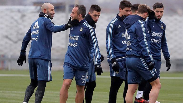 Mascherano, en entrenamiento con Argentina 