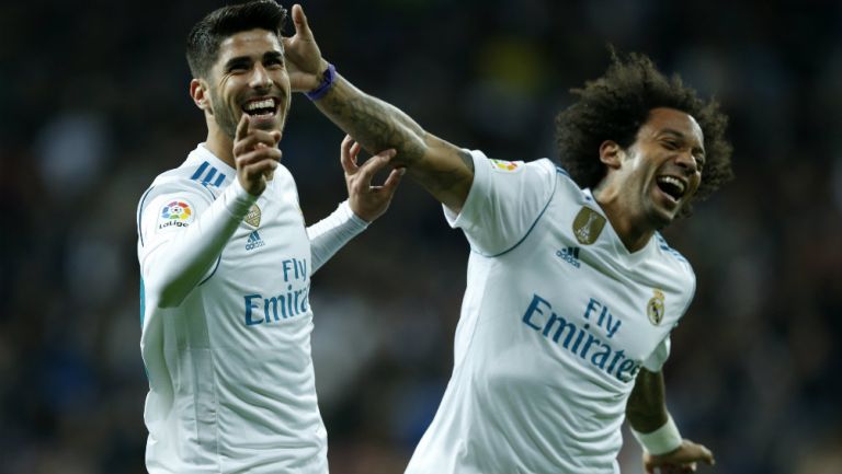 Marco Asensio y Marcelo celebran gol contra Las Palmas