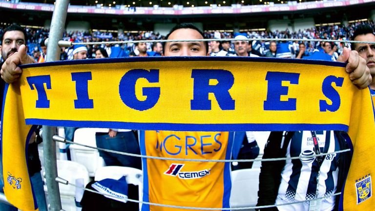 Un aficionado con una bufanda de Tigres