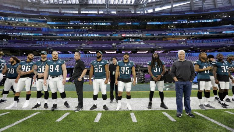 Eagles, durante un entrenamiento previo al Super Bowl LII