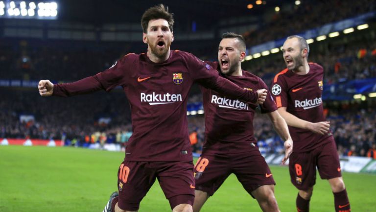 Lionel Messi celebra gol contra el Chelsea
