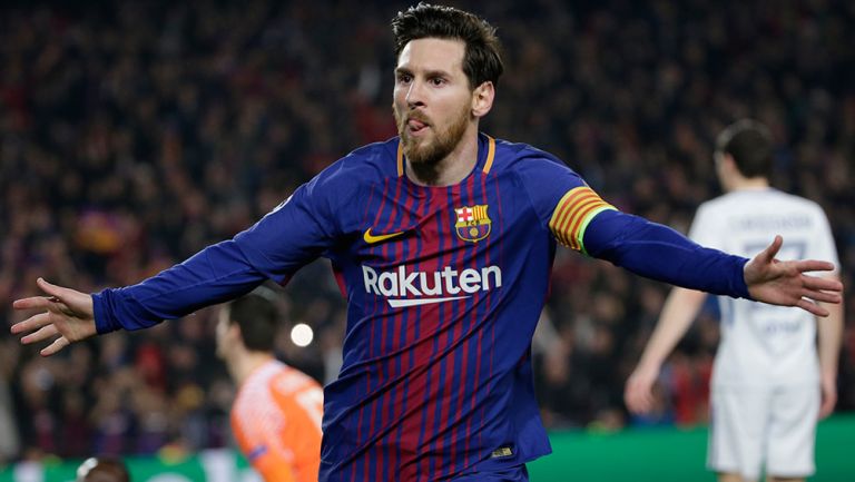 Messi celebra un gol contra Chelsea