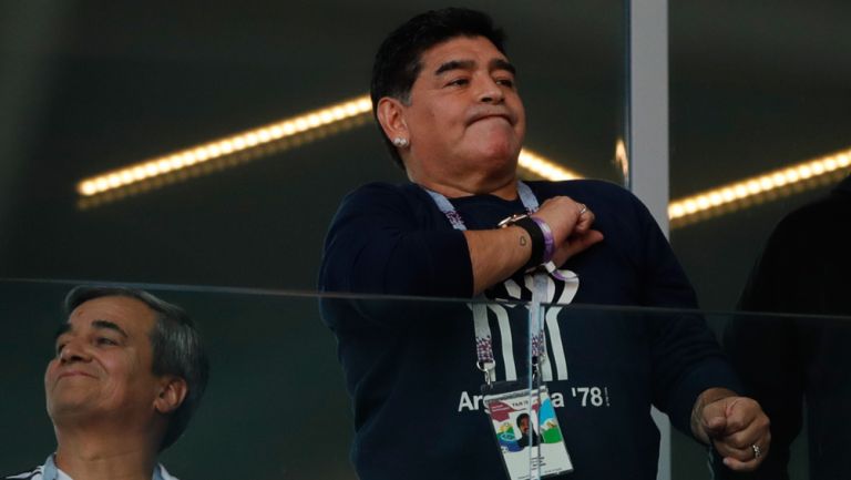 Maradona, durante el partido de Argentina