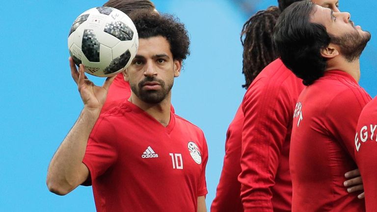 Mohamed Salah en un entrenamiento con Egipto