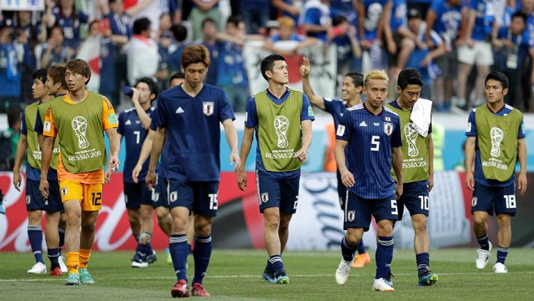 Jugadores de Japón, tras el partido contra Polonia